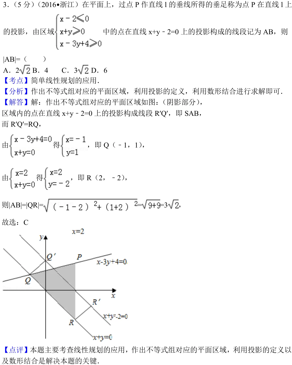 浙江 2016 · 数学 q03 原卷截图（含答案）