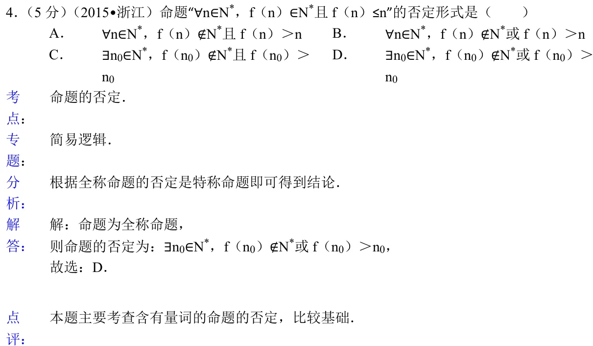 浙江 2015 · 数学 q04 原卷截图（含答案）