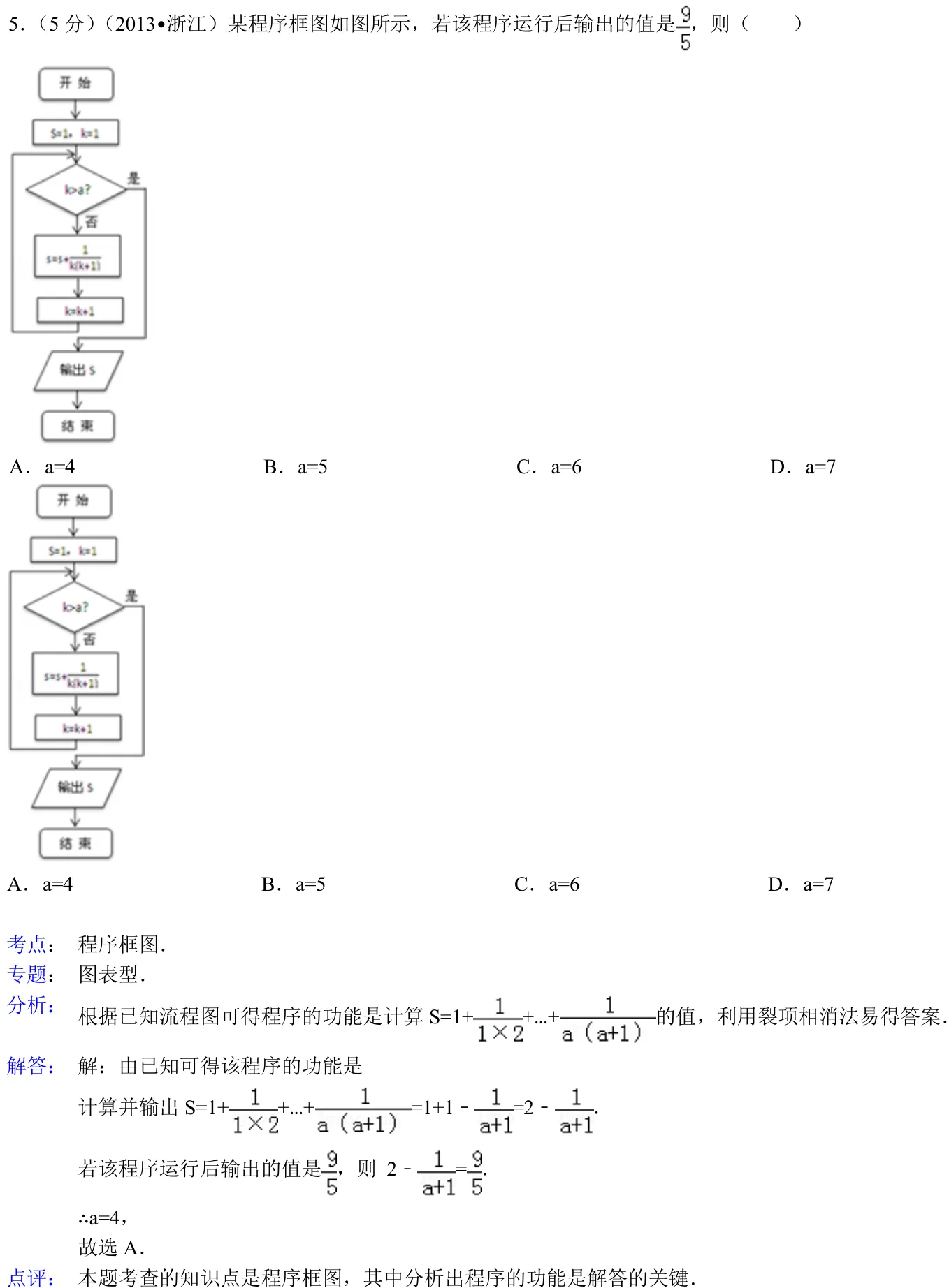 浙江 2013 · 数学 q05 原卷截图（含答案）