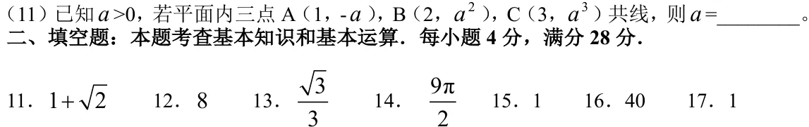 浙江 2008 · 数学 q11 原卷截图（含答案）