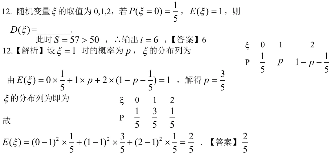 浙江 2014 · 数学 q12 原卷截图（含答案）