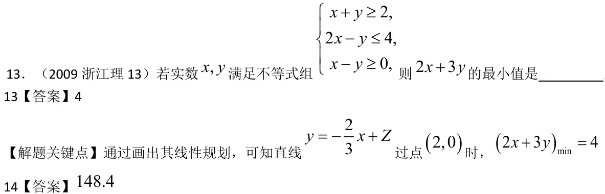 浙江 2009 · 数学 q13 原卷截图（含答案）