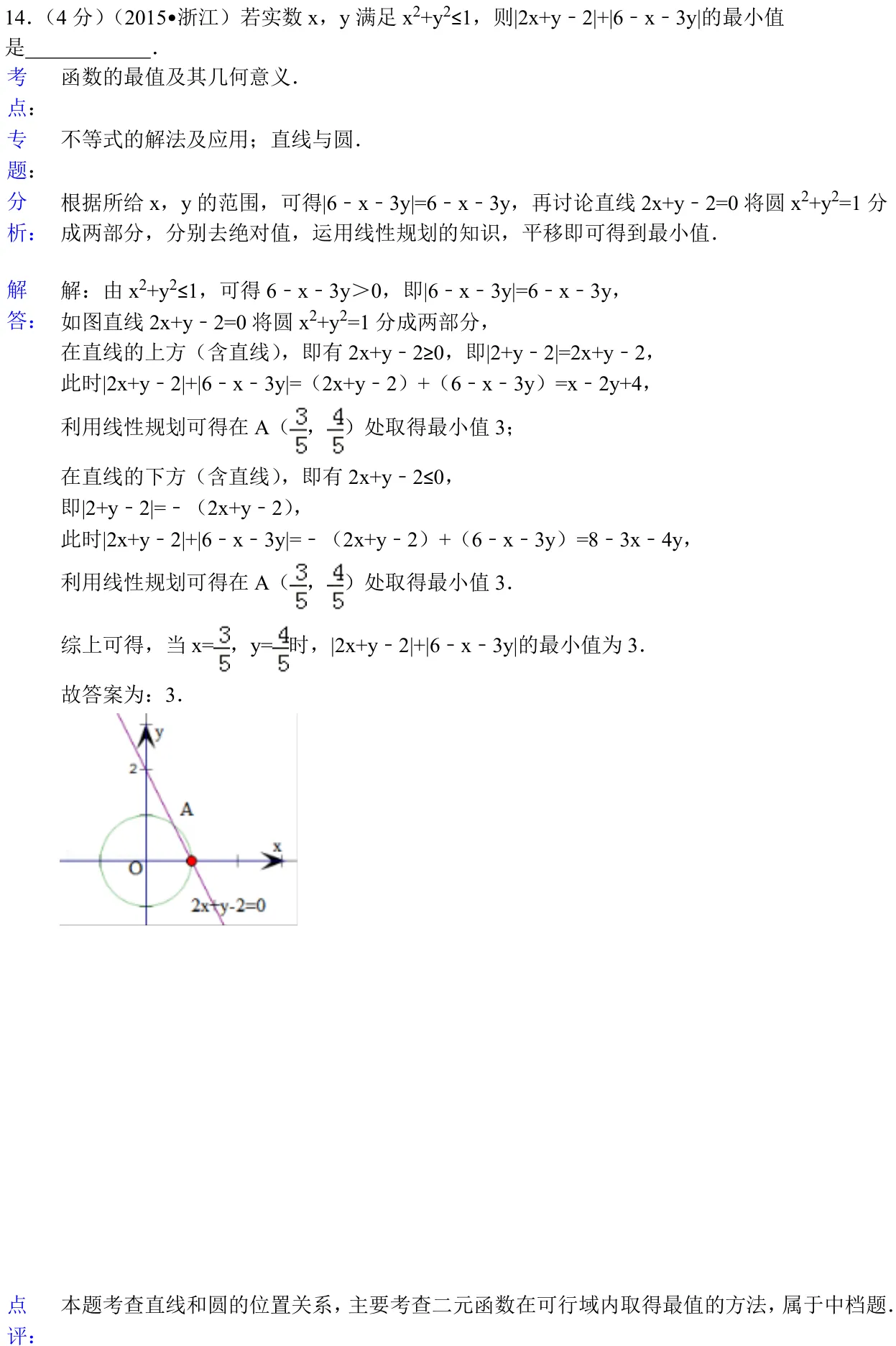 浙江 2015 · 数学 q14 原卷截图（含答案）